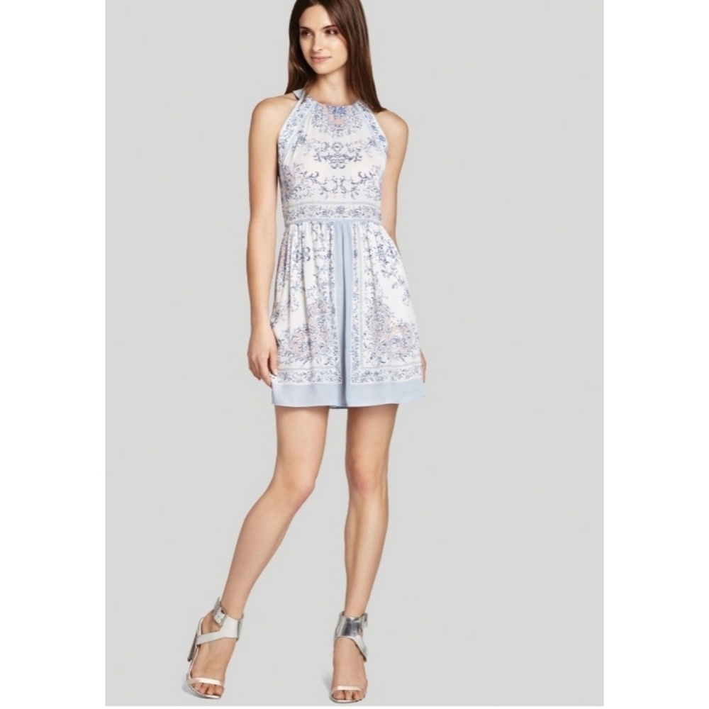 BCBGMAXAZRIA Cambria floral halter dress sz6 EUC